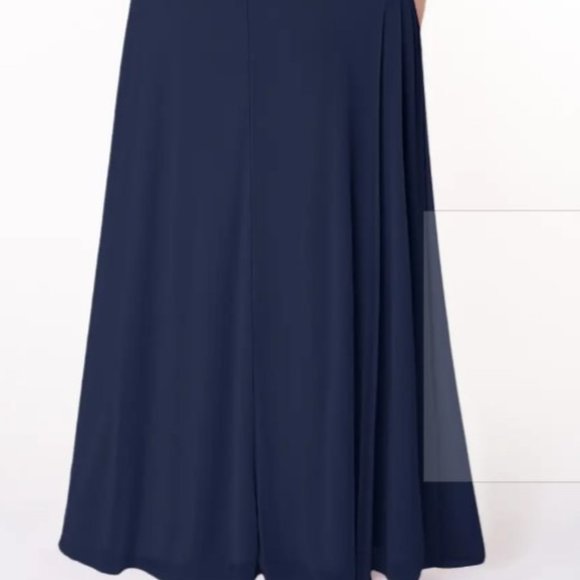 AZAZIE BROOKE A-Line One Shoulder Mesh Floor-Length Dress Dark Navy - Picture 5 of 13
